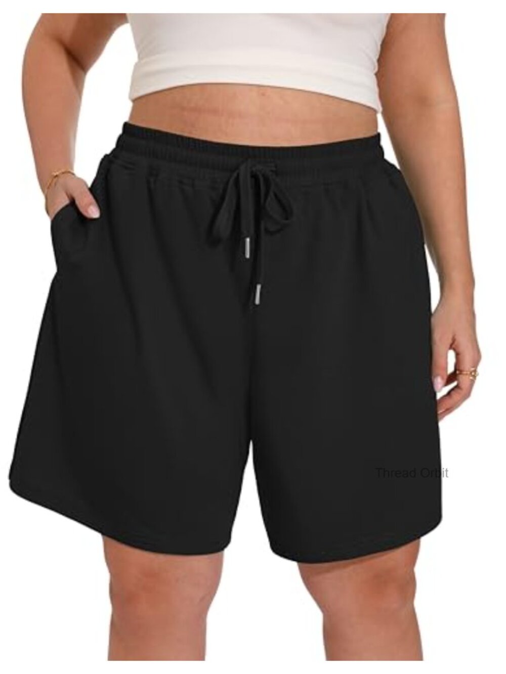 Plus Size 8" Bermuda Shorts High Waisted Athletic Walking Shorts with Pockets